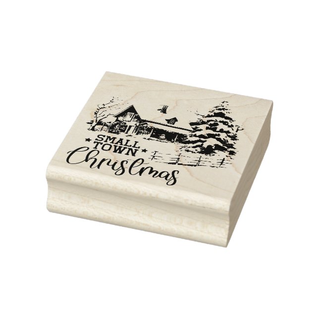 Rustic Small Town Christmas Farmhouse Rubber Stamp (Stamp)