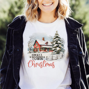 Rustic Small Town Christmas Farmhouse T-Shirt