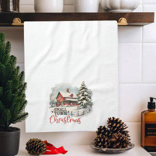 Rustic Small Town Christmas Farmhouse Tea Towel