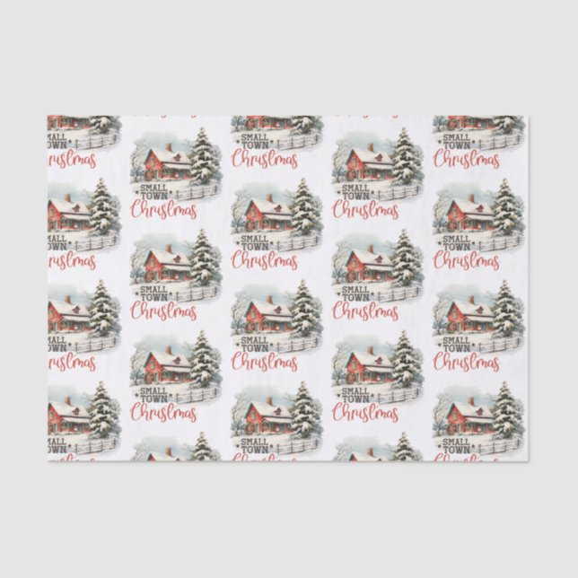 Rustic Small Town Christmas Farmhouse Tissue Paper (Front)