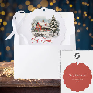 Rustic Small Town Christmas Farmhouse Tree Decoration Card