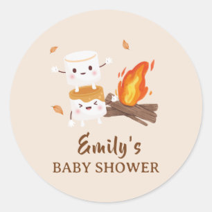 Rustic  S'more Love Campfire Baby Shower  Classic Round Sticker