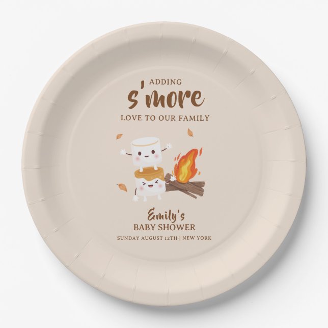 Rustic  S'more Love Campfire Baby Shower  Paper Plate (Front)