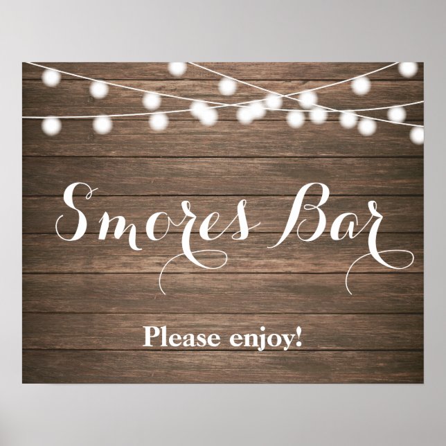 Rustic Smores Bar with String lights Poster (Front)