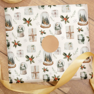 Rustic Snow Globe Christmas Holiday Gifts Wrapping Paper