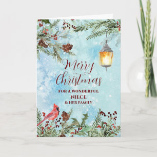 Rustic Snow Niece & Family Merry Christmas Card