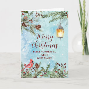 Rustic Snow Son & Family Merry Christmas Card