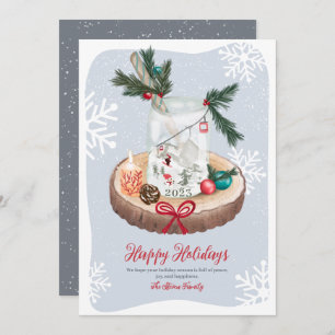 Rustic snow wood Christmas illustrations Holiday Card