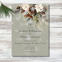 Rustic Snowfall Pine & White Floral Sage Wedding