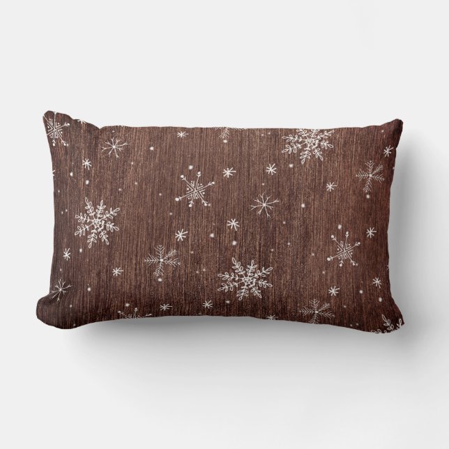 Rustic Snowflake Christmas Lumbar Cushion (Front)