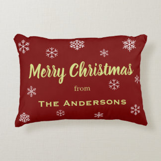 Rustic Snowflake Personalised Christmas Red Decorative Cushion
