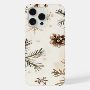 Rustic snowflakes and pine cones iPhone 15 pro max case