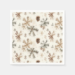 Rustic snowflakes and pine cones napkin