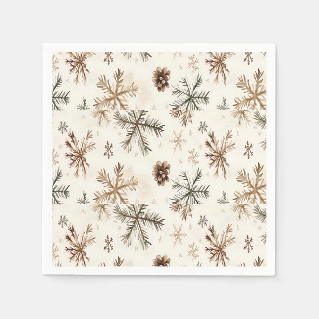 Rustic snowflakes and pine cones napkin (Front)