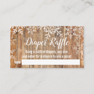 Rustic Snowflakes Baby Shower Diaper Raffle Ticket Enclosure Card