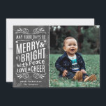 Rustic Snowflakes Merry and Bright Grey | Photo Holiday Card<br><div class="desc">Rustic Snowflakes Holiday Photo Card by Orabella Prints.  Please replace the template image with a photo of your own prior to purchasing. :)</div>