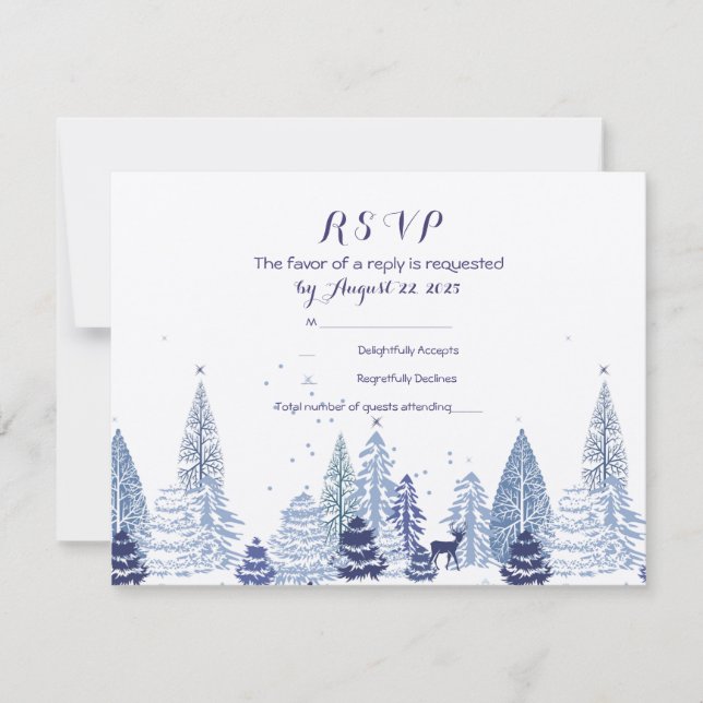 Rustic Snowflakes Winter Marriage RSVP Card (Front)
