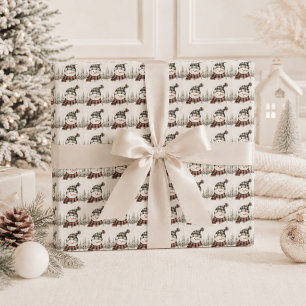Rustic Snowman Plaid Christmas Personalised Wrapping Paper