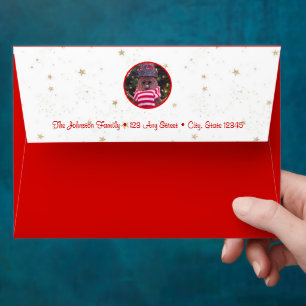 Rustic snowman tree script custom name cute red envelope