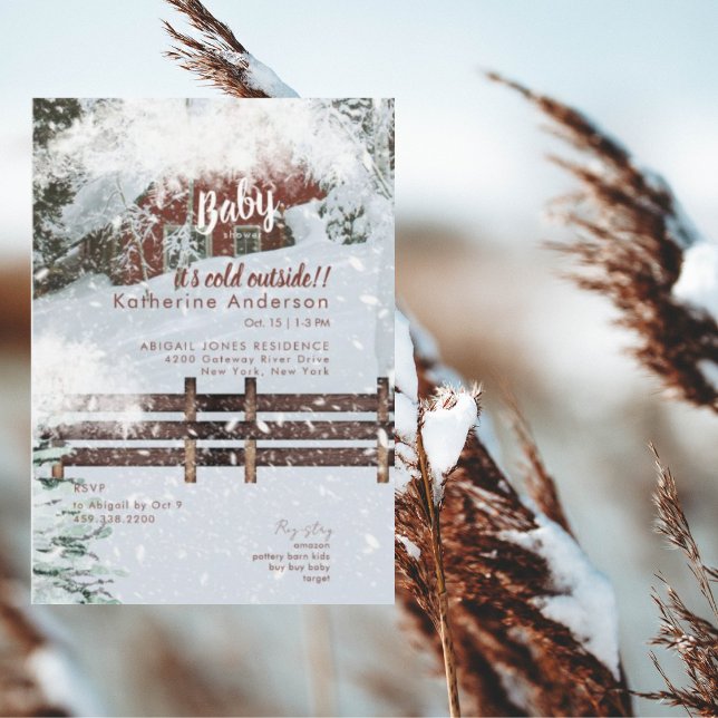 Rustic Snowy Baby it's Cold Outside  Invitation (Creator Uploaded)