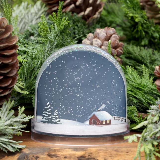 Rustic Snowy Cabin Scene Snow Globe (Winter)