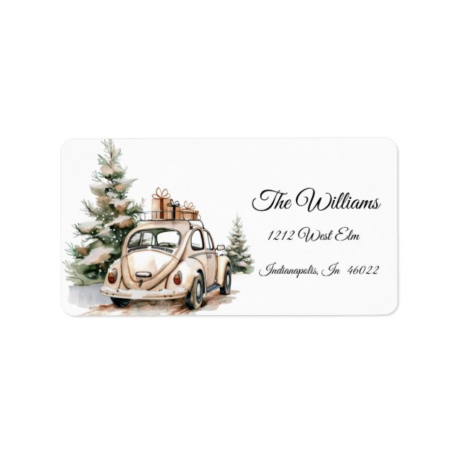 Rustic Snowy Christmas Address Label (Front)