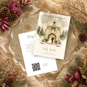 Rustic Snowy Christmas Church Couple Wedding TLW26 Save The Date