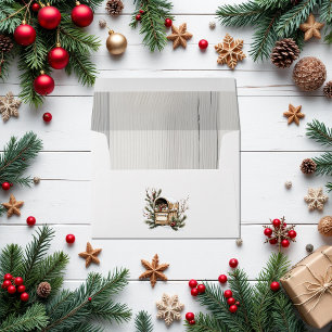 Rustic Snowy Mailbox Christmas Envelope