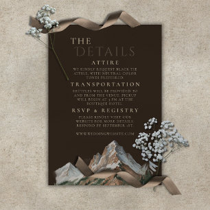 Rustic Snowy Mountain Landscape Watercolor Wedding Enclosure Card