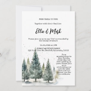 Rustic Snowy Pine Tree Forest Outdoorsy Wedding  Invitation