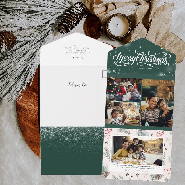 Rustic Snowy Winter | Christmas Photo Collage All In One Invitation (Creator Uploaded)