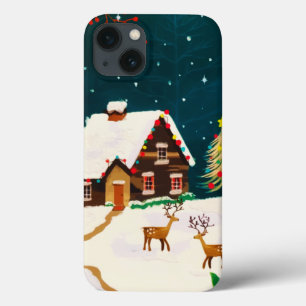 Rustic Snowy Winter Home Christmas Eve iPhone 13 Case