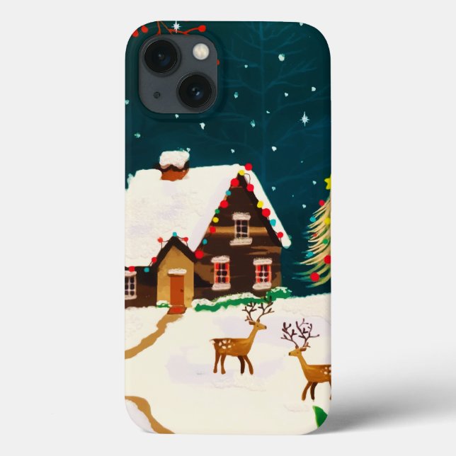 Rustic Snowy Winter Home Christmas Eve  Case-Mate iPhone Case (Back)