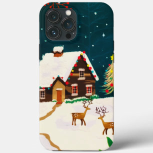 Rustic Snowy Winter Home Christmas Eve  iPhone 13 Pro Max Case