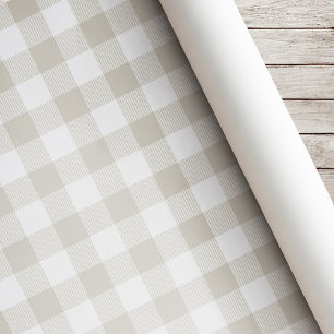 Rustic Soft Beige Buffalo Check Christmas Wrapping Paper