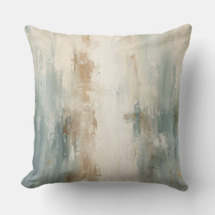 Rustic Soft Dusty Blue Brown Cream Abstract Print Cushion