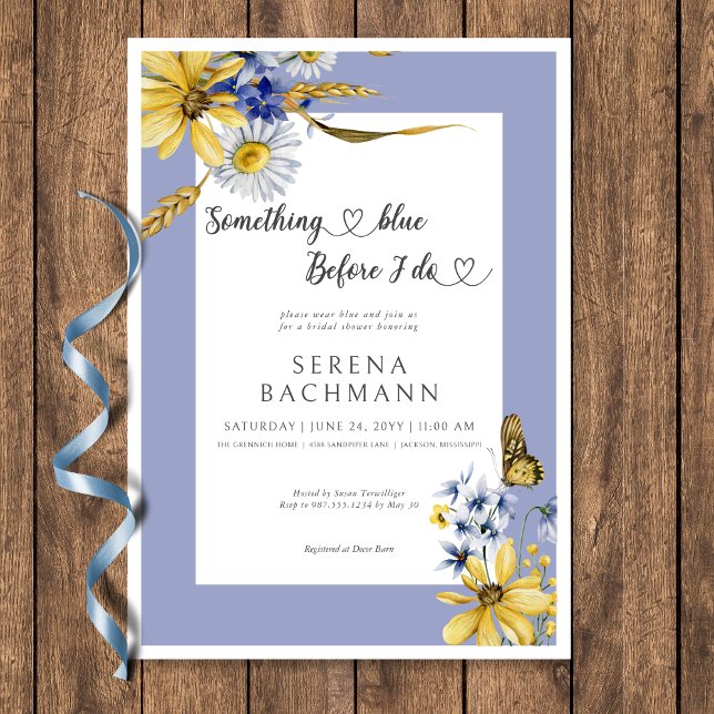 Rustic Something Blue Before I Do Bridal Shower Invitation (Rustic Something Blue Before I Do Bridal Shower Invitation)