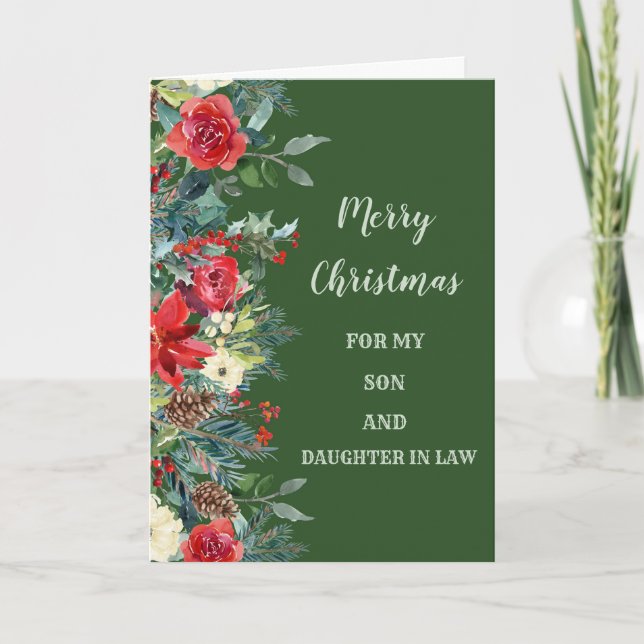Rustic Son & Daughter in Law Merry Christmas Card (Front)