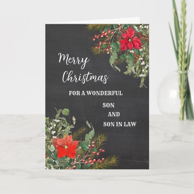 Rustic Son & Son in law Merry Christmas Card (Front)