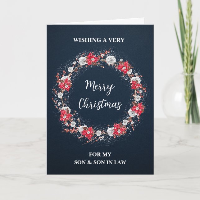 Rustic Son & Son in Law Merry Christmas Card (Front)