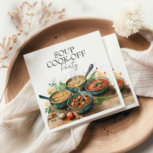 Rustic Soup Cook-Off Potluck Party Watercolor Napkin