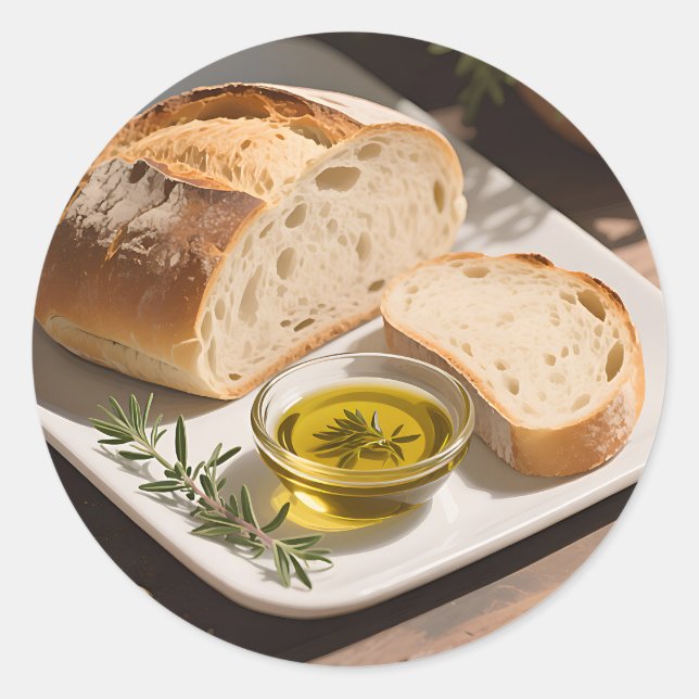 Rustic Sourdough Bread Olive Oil Classic Round Sticker (Front)