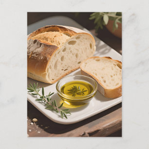 Rustic Sourdough Bread Olive Oil Postcard