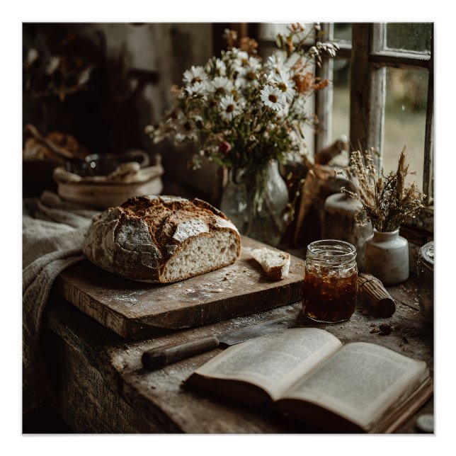 Rustic Sourdough & Wildflowers Poster (Front)