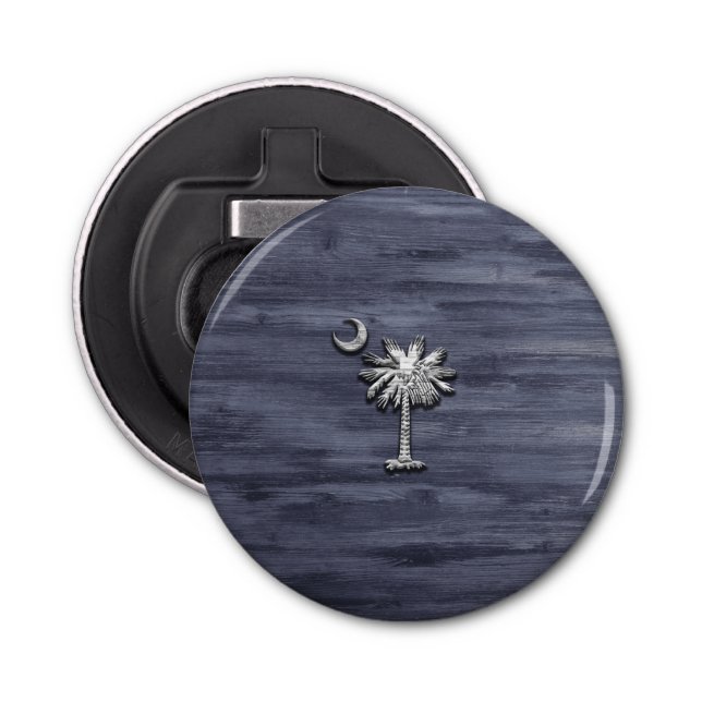 Rustic South Carolina Palmetto and Moon Bottle Opener (Front)