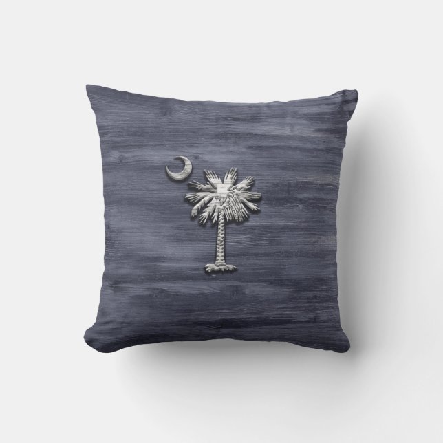 Rustic South Carolina Palmetto and Moon Cushion (Front)
