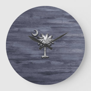 Rustic South Carolina Palmetto and Moon Large Clock