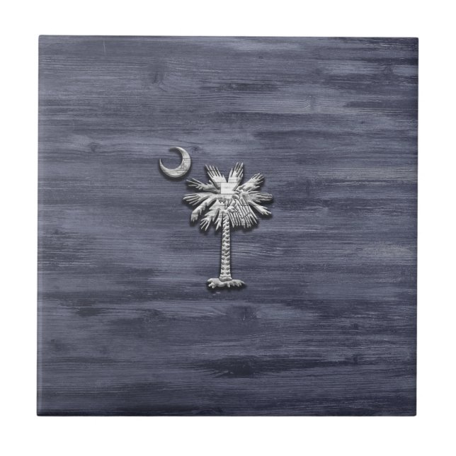 Rustic South Carolina Palmetto and Moon Tile (Front)