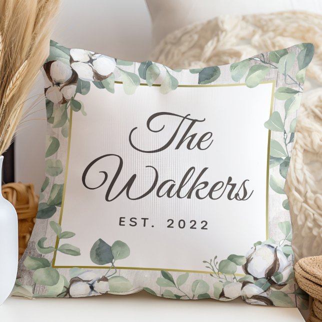 Rustic Southern Cotton & Botanical Personalised Cushion (Creator Uploaded)