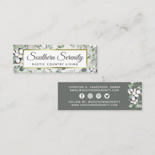 Rustic Southern Cotton & Botanical Social Media Mini Business Card
